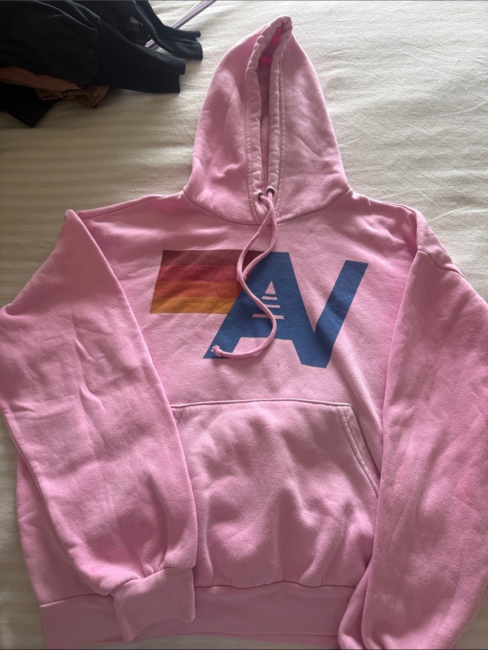 Aviator nation faded Pink Graphic Hoodie with Blue AV Logo